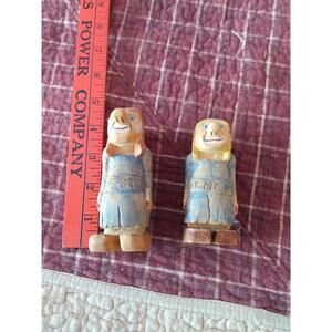 2 Hand Carved Primitive Troll Figurines